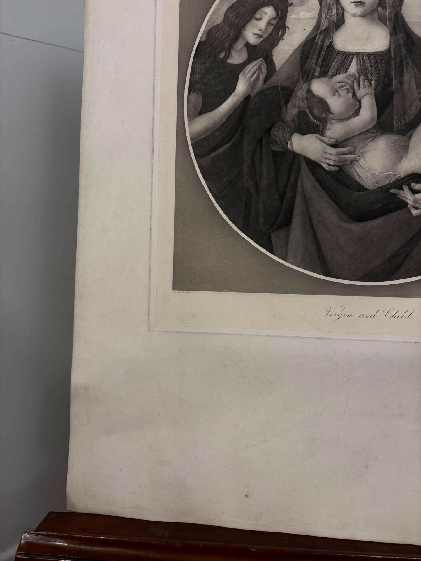 Vintage Religious Print – Virgin and Child with Saint John and an Angel after Botticelli