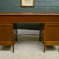 Art Deco Walnut Pedestal Desk with Red Leather Top - Cooke's of Finsbury