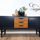 Black and teak midcentury modern sideboard