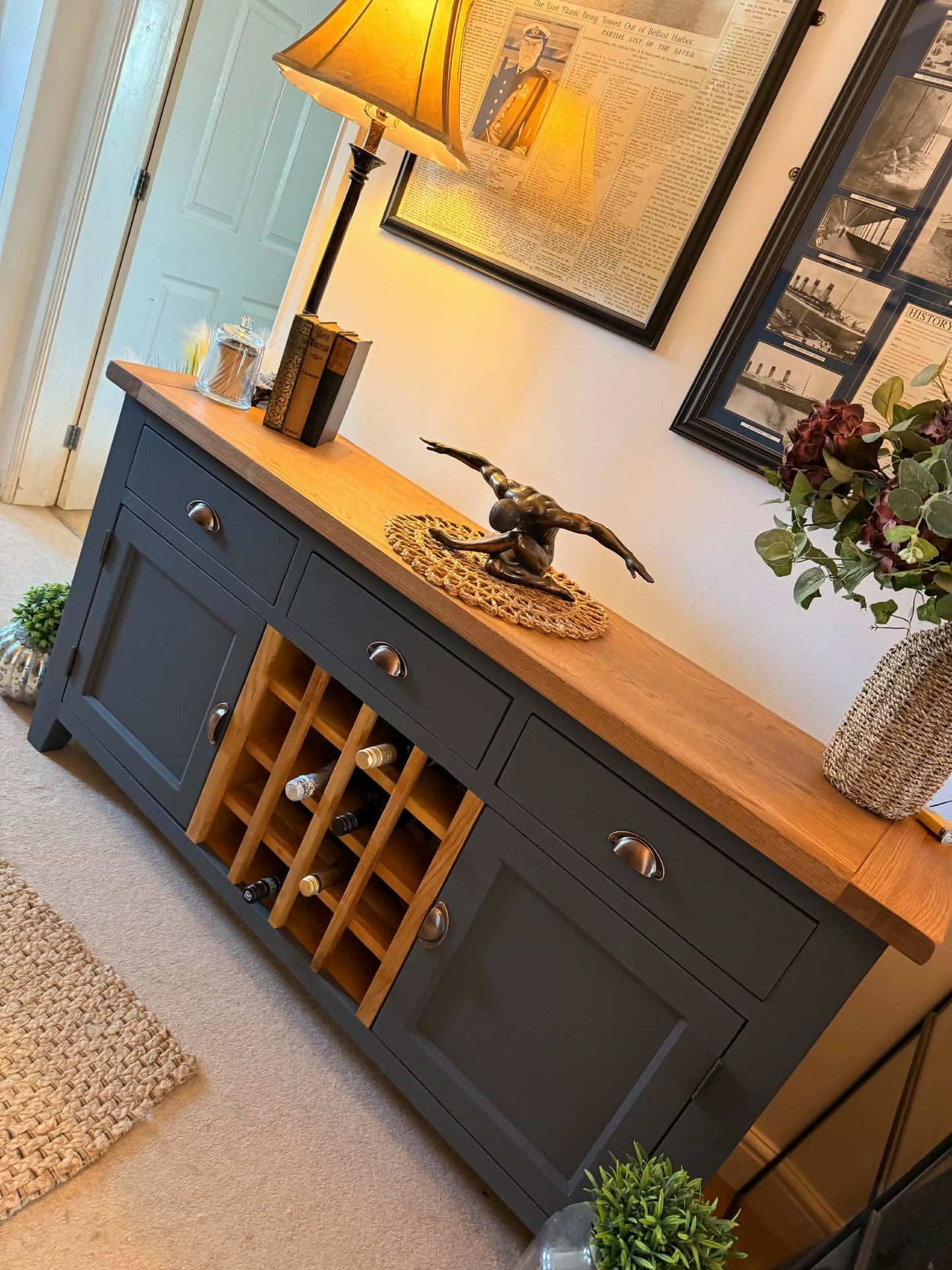 Luxury Oak Wine Rack Sideboard