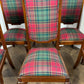 Set Of Six Antique Tartan Upholstered Dining Chairs