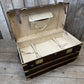 Antique full leather and brass bound travel trunk coffee table