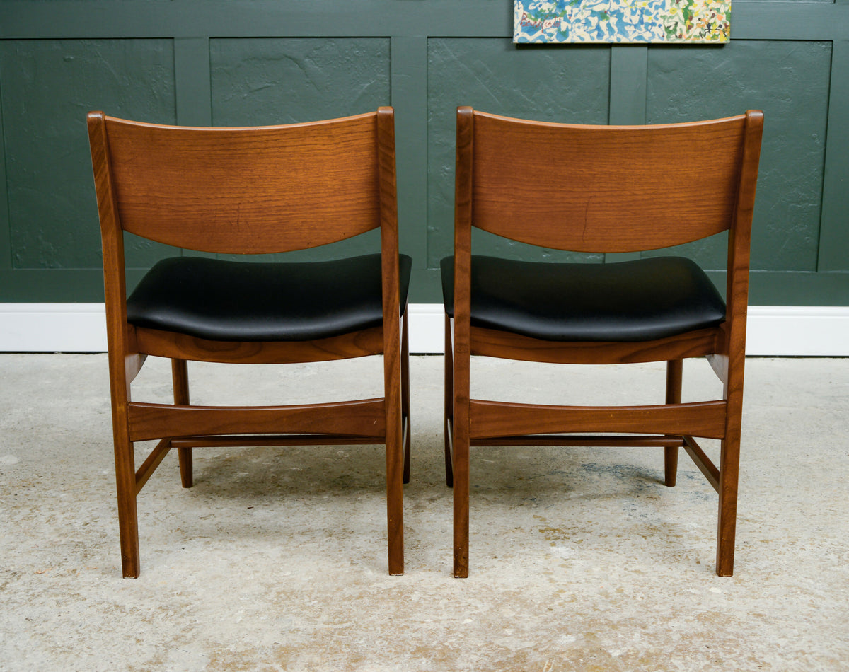 4 x Danish Teak Mid Century Dining Chairs with Black Seats -Glostrup Mobelfabrik