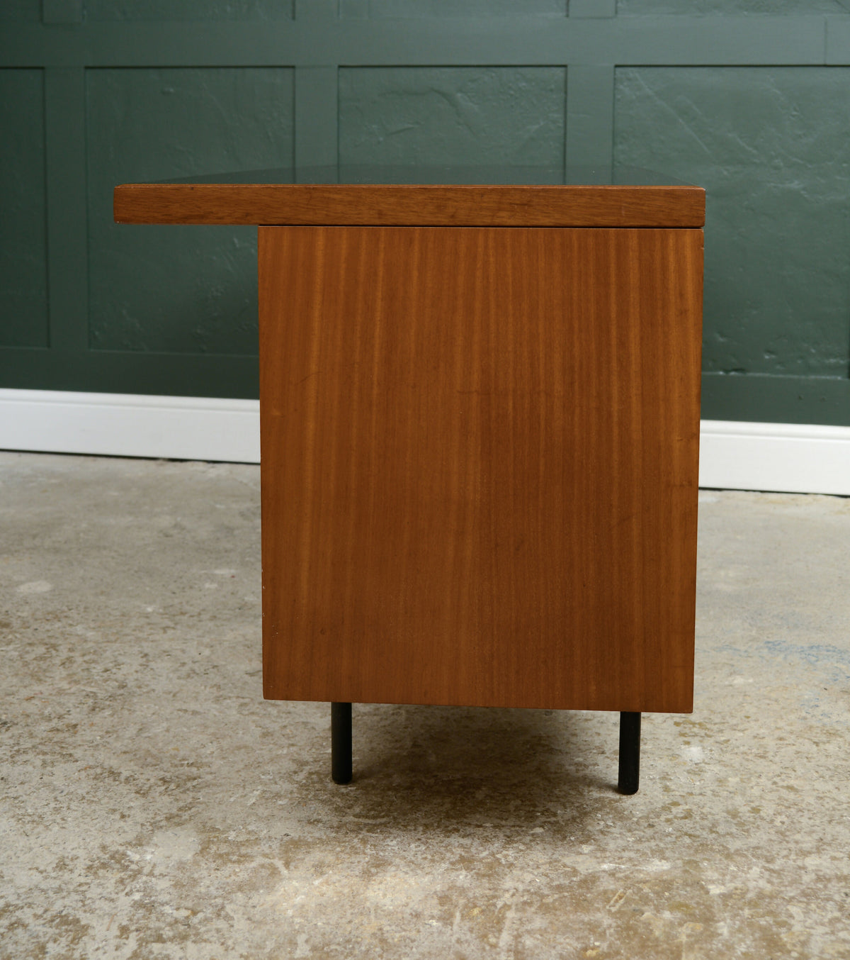 Mid Century Teak Office Desk with Black Top - Danish?