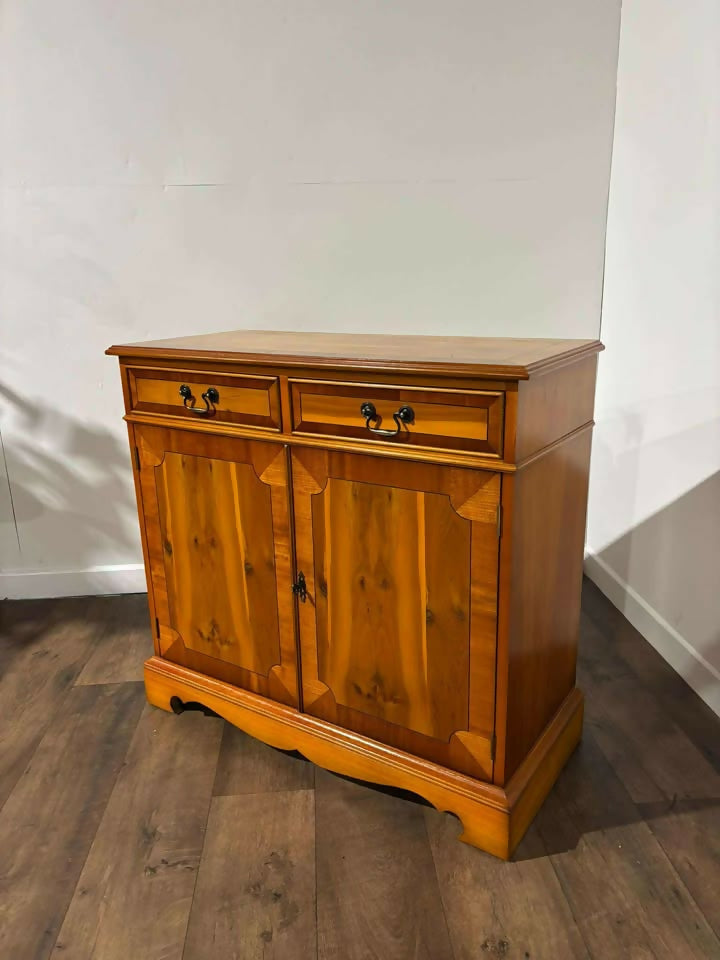 Yew Wood Two Door Two Drawer Cabinet
