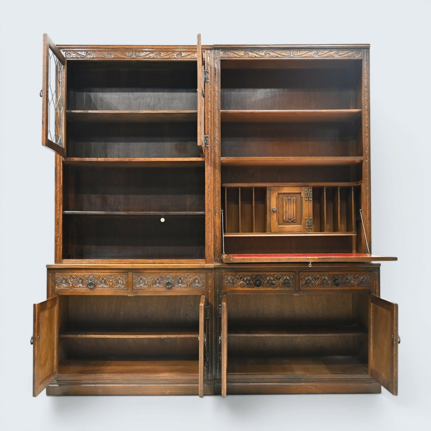 Old Charm Large Wall Unit Bureau Bookcase Storage Light Oak FREE UK Delivery*