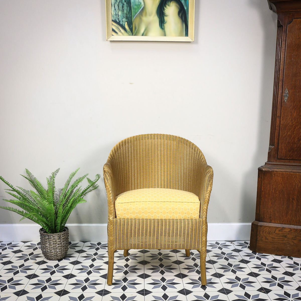 Lloyd Loom Lusty Woven Chair 1950s with Rare Sprung Seat