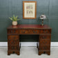 Antique Style Mahogany Pedestal Desk with Red Leather Top