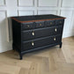 Stag Mid-Century Modern Black Chest of Drawers, Cherry Wood, Gold Leaf Knobs
