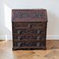 Antique Victorian tudor oak hand carved green man bureau dest chest drawers in
