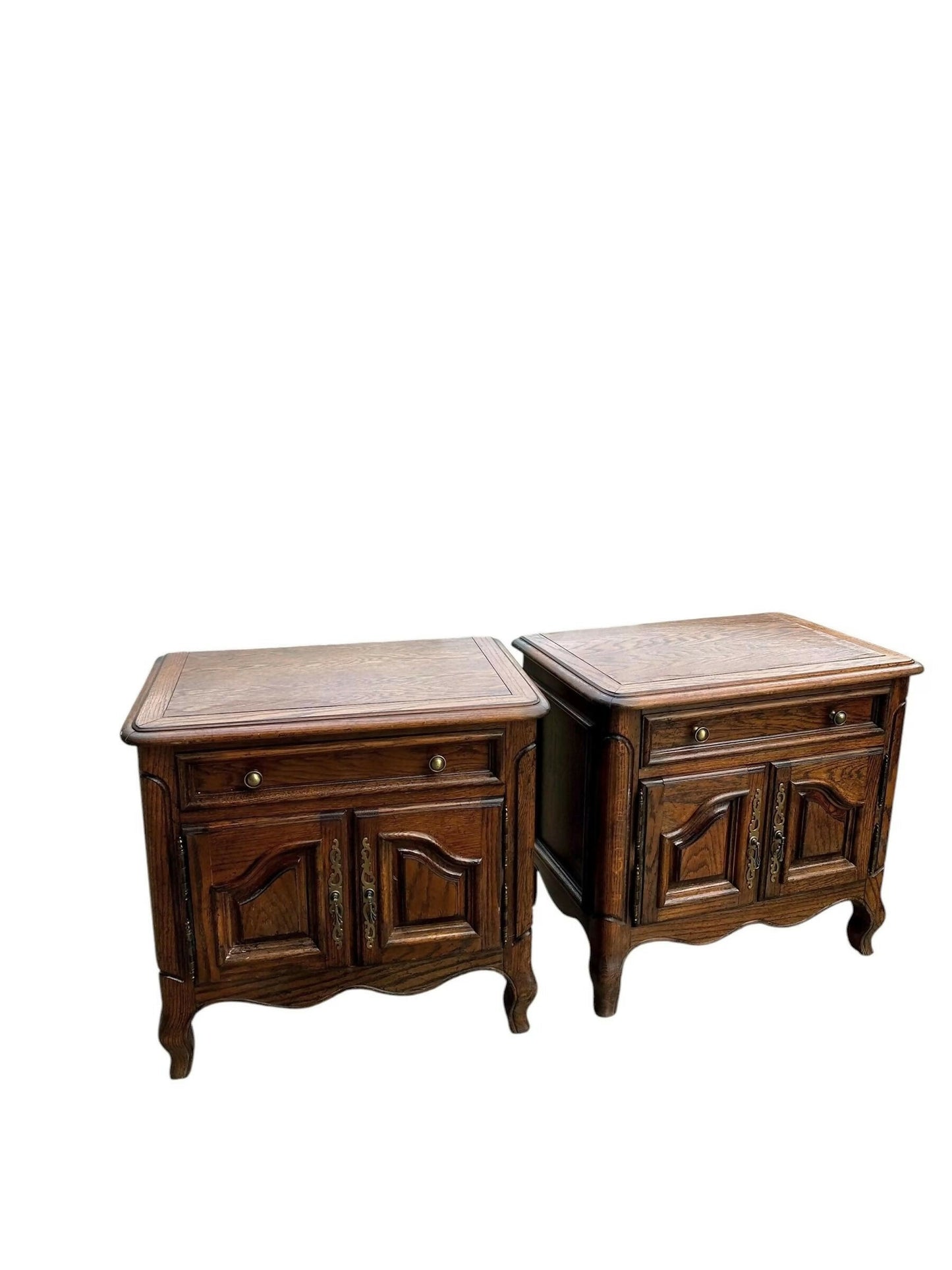 Vintage Oak French Provincial style bedsides cupboards by Century furniture