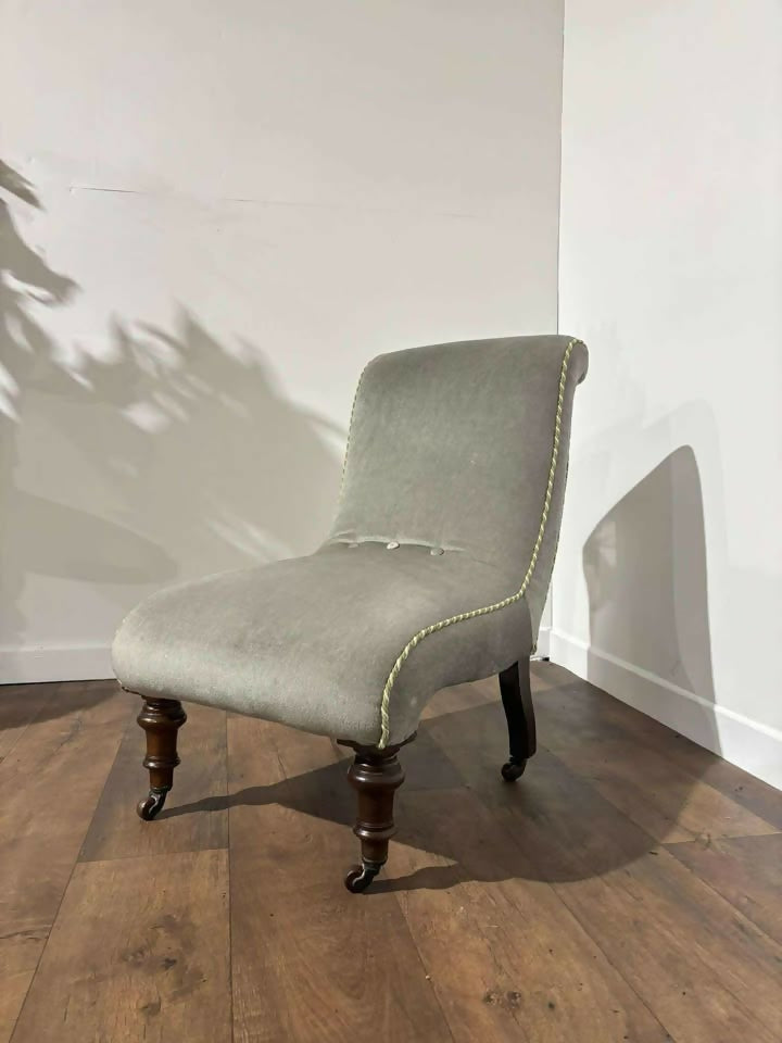 Antique Mahogany Framed Scroll Form Nursing Chair - Late 19th / Early 20th Century