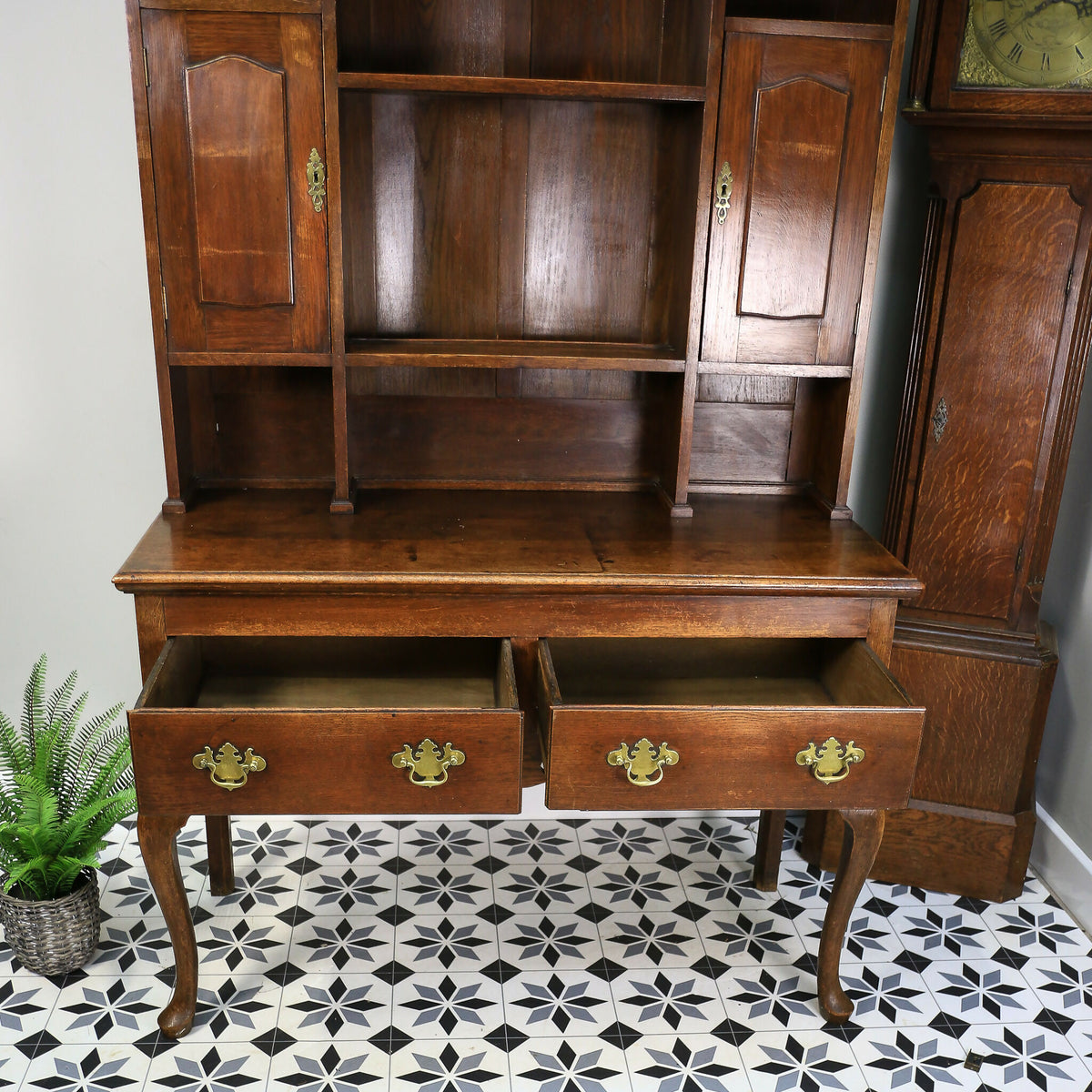Victorian Solid Oak Dresser with Shelved Rack