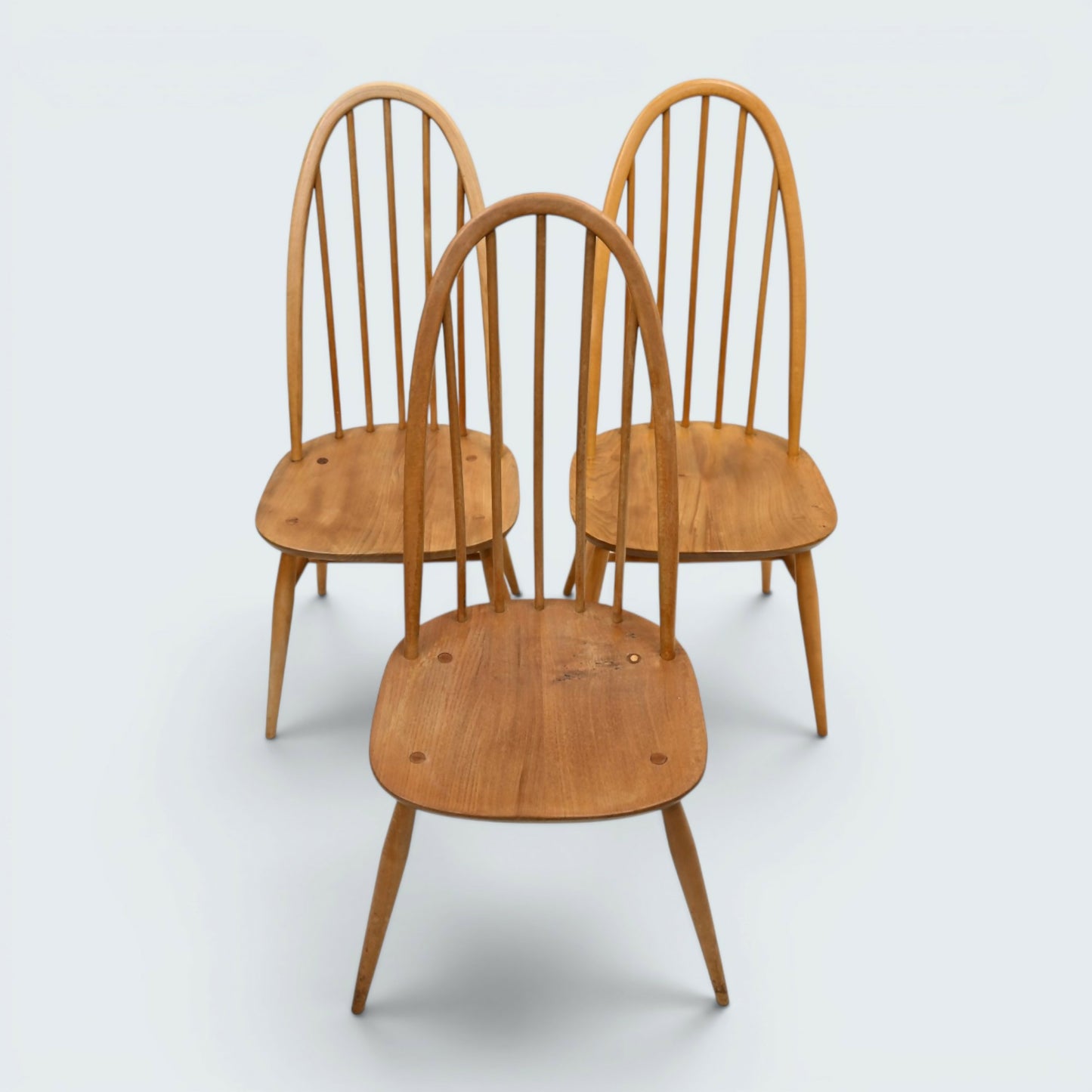 3 Ercol Dining Chairs Windsor Quaker Light Finish Vintage 1970s FREE UK Delivery