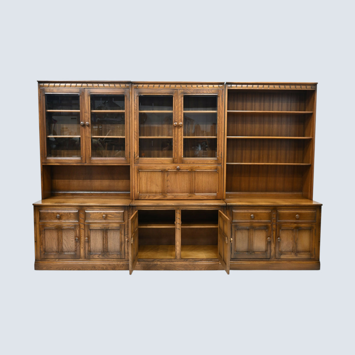 Ercol Mural Wall Unit Display Cabinet Golden Dawn Finish FREE UK Delivery*