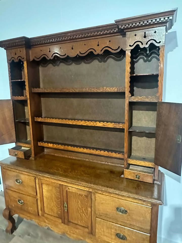 Vintage Oak Dresser With Rack5