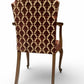 Antique Upholstered Armchair 93cm High 57cm Wide Red Pattern Fabric Wooden Frame