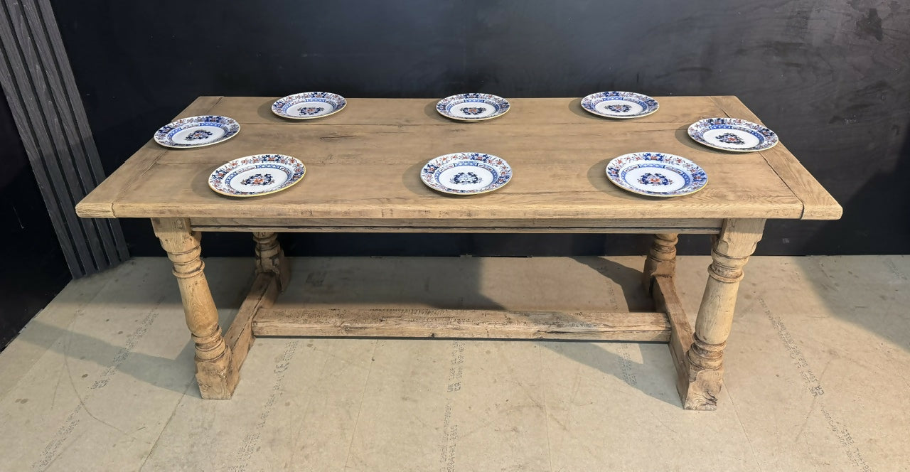 Bleached Oak Farmhouse Dining Table