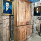 Vintage Early Victorian Tall Pine Housekeeper Pantry Kitchen Larder Shelves Double Cupboard, c.1820