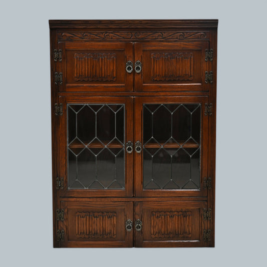 Old Charm Wall Top Unit Bookcase Leaded Glass Display Cupboard FREE UK Delivery