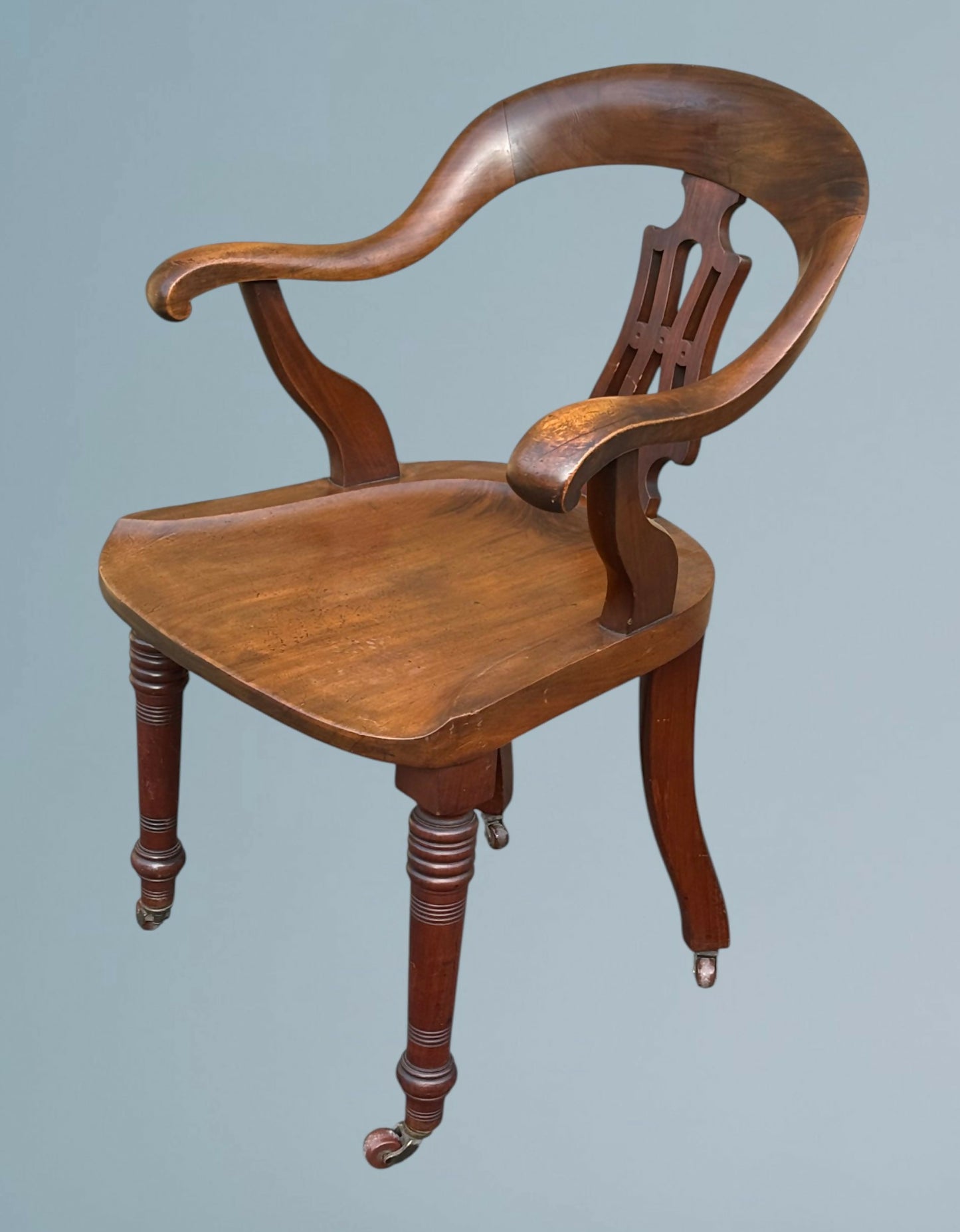 19th Century Walnut Desk Chair / Office Chair