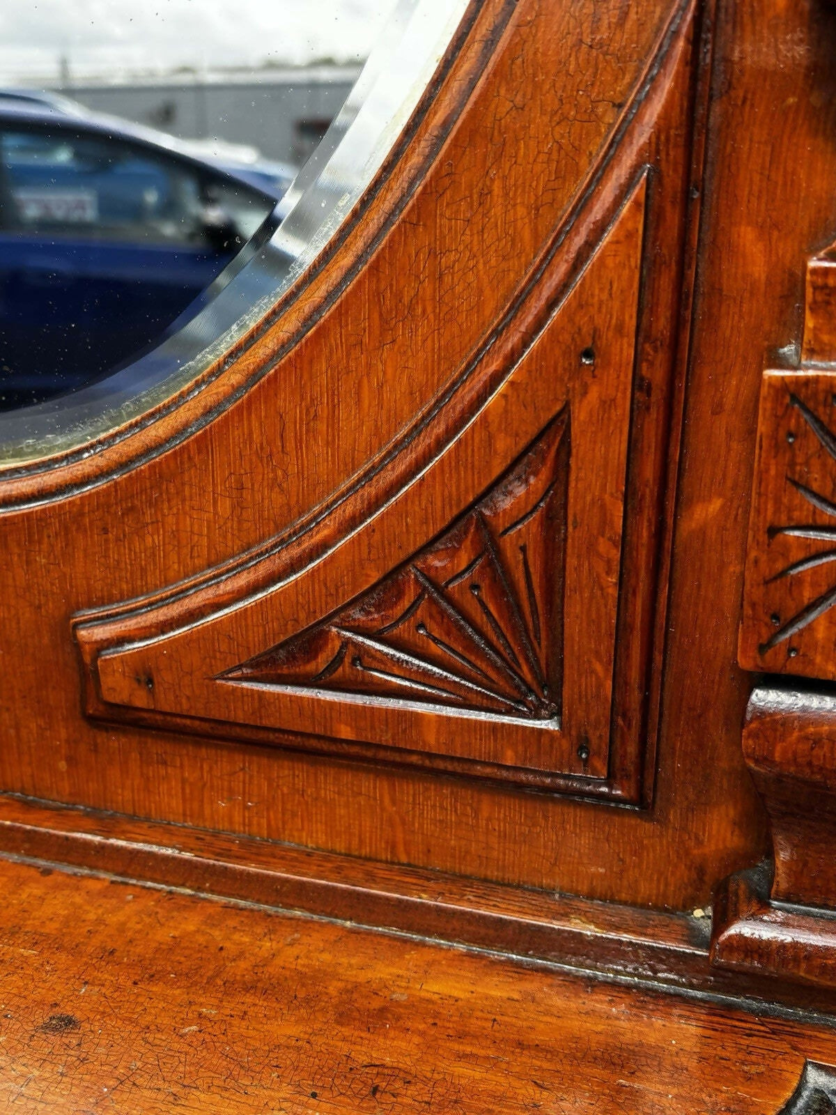 Edwardian Vintage Light Oak Hall Stand With Mirror, Drawer, Original Coat & Hat Hooks.