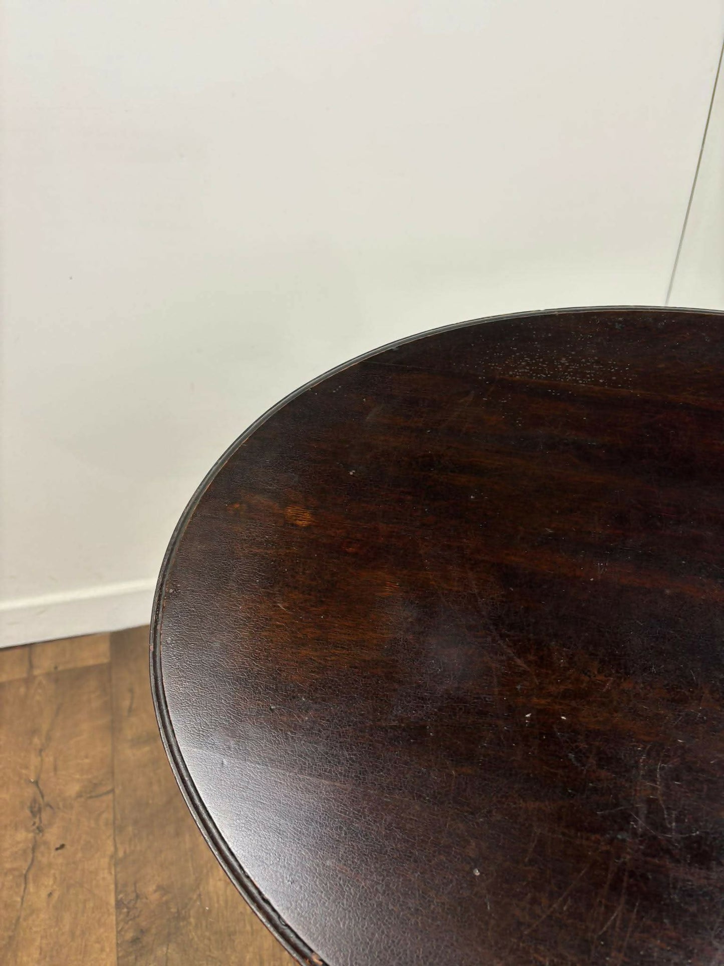 Vintage Stained Oak Side Table With Oval Top