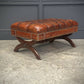 Hand Dyed Buttoned Leather Footstool