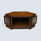 Old Charm TV Stand Linenfold Leaded Glass Doors Light Oak FREE UK Delivery*