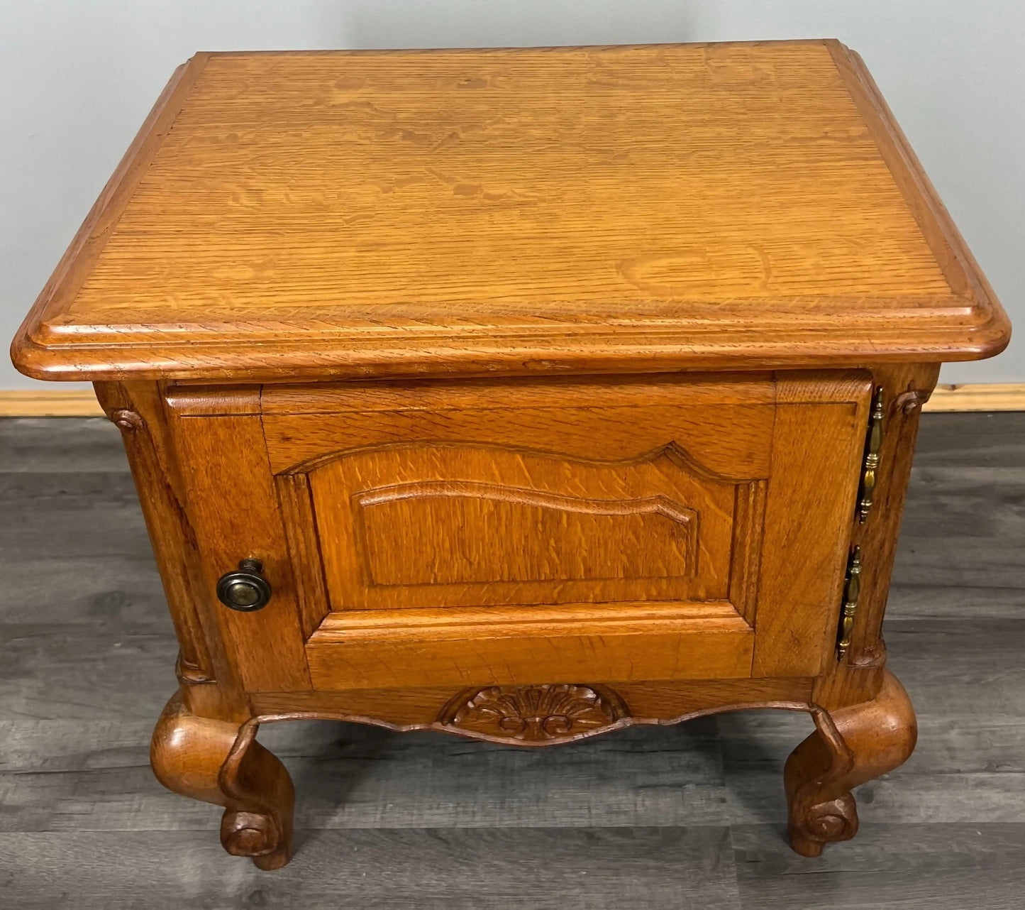Pair of Bedside Tables Vintage French Louis Oak Nightstands Cabinets LOT 3518