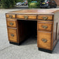 Mahogany Desk, Brass Handles, Panelled Sides & Rear.