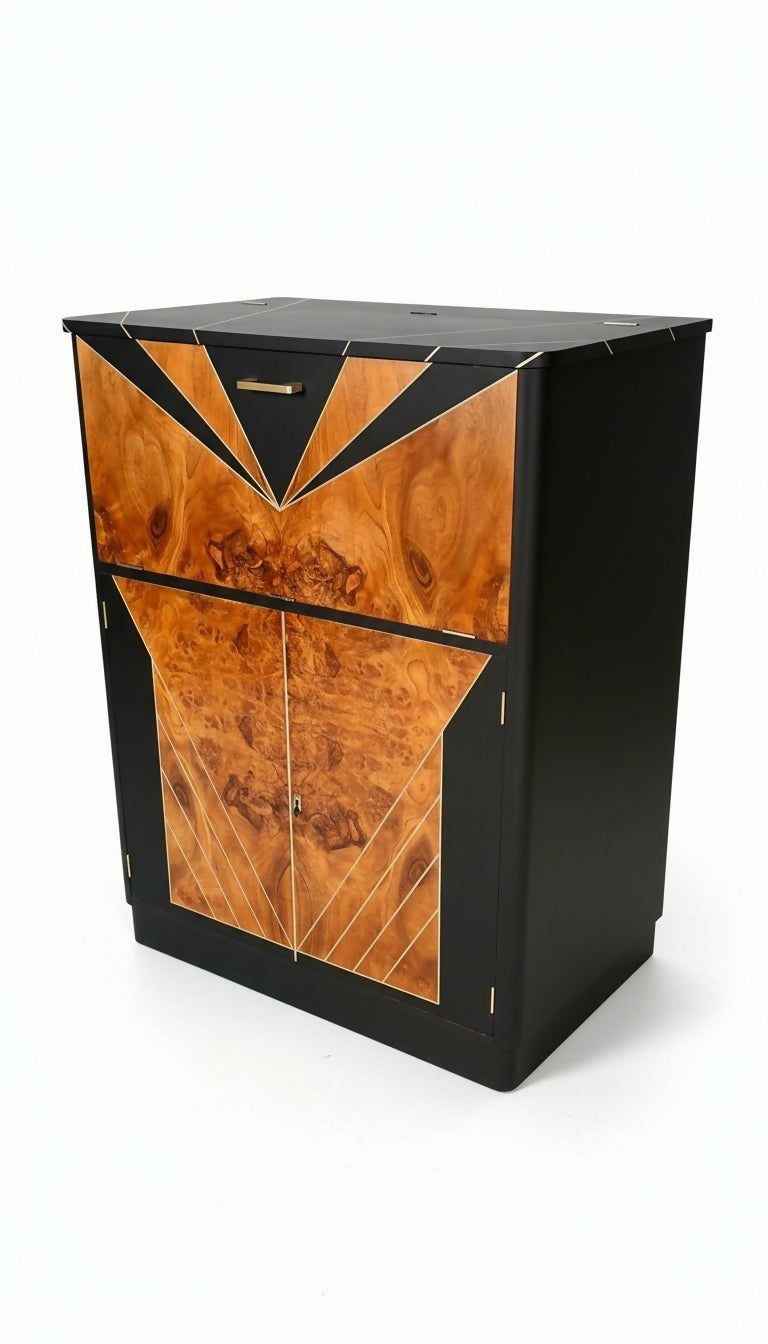 Vintage Art Deco Walnut Cocktail Cabinet