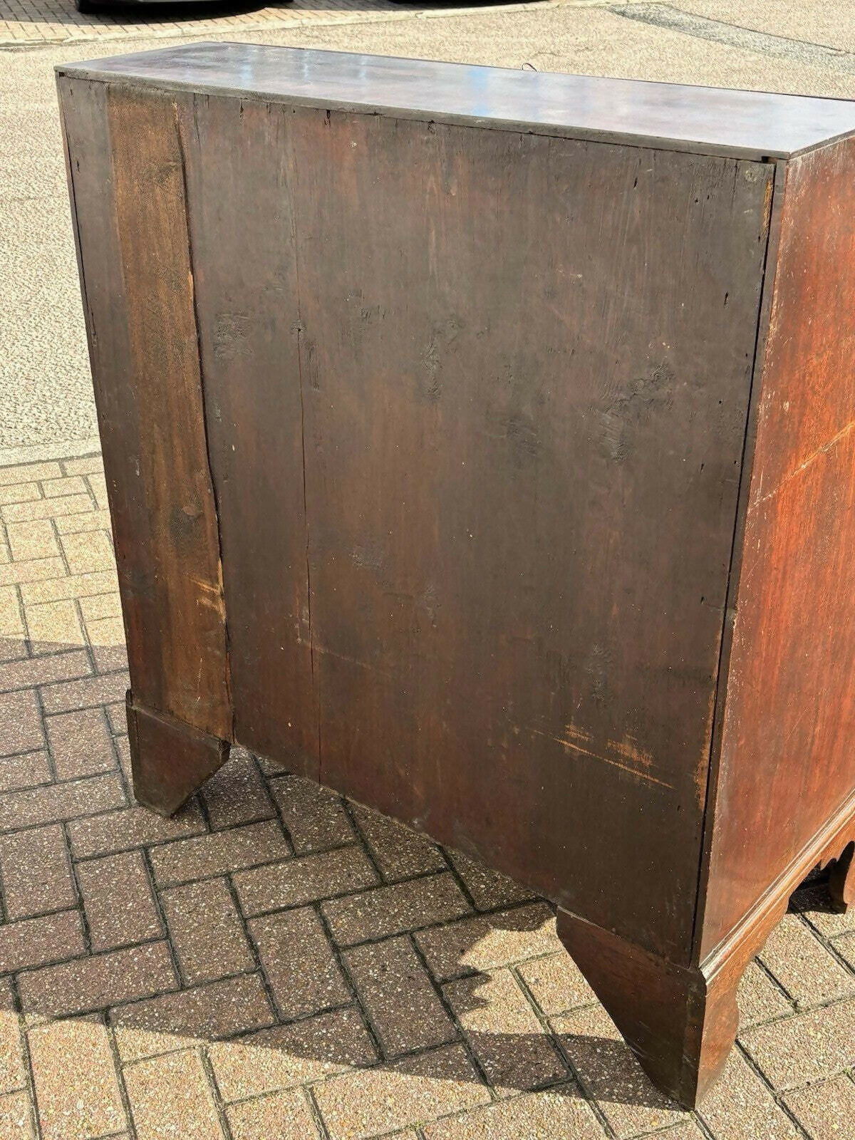 English Georgian Mahogany Desk, Fitted Interior, Secret Drawers, Brass Handles