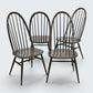 4 Ercol Dining Chairs Quaker Bow Back Retro Vintage Dark Finish FREE UK Delivery