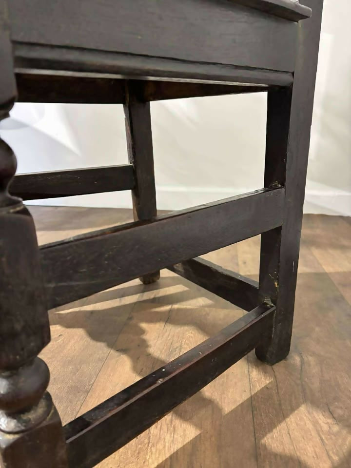 Early Georgian Oak Panel-Back Side Chair