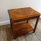 Mid Century Chevron Side Table Teak Veneer Geometric Top Vintage 1960s Lamp VGC
