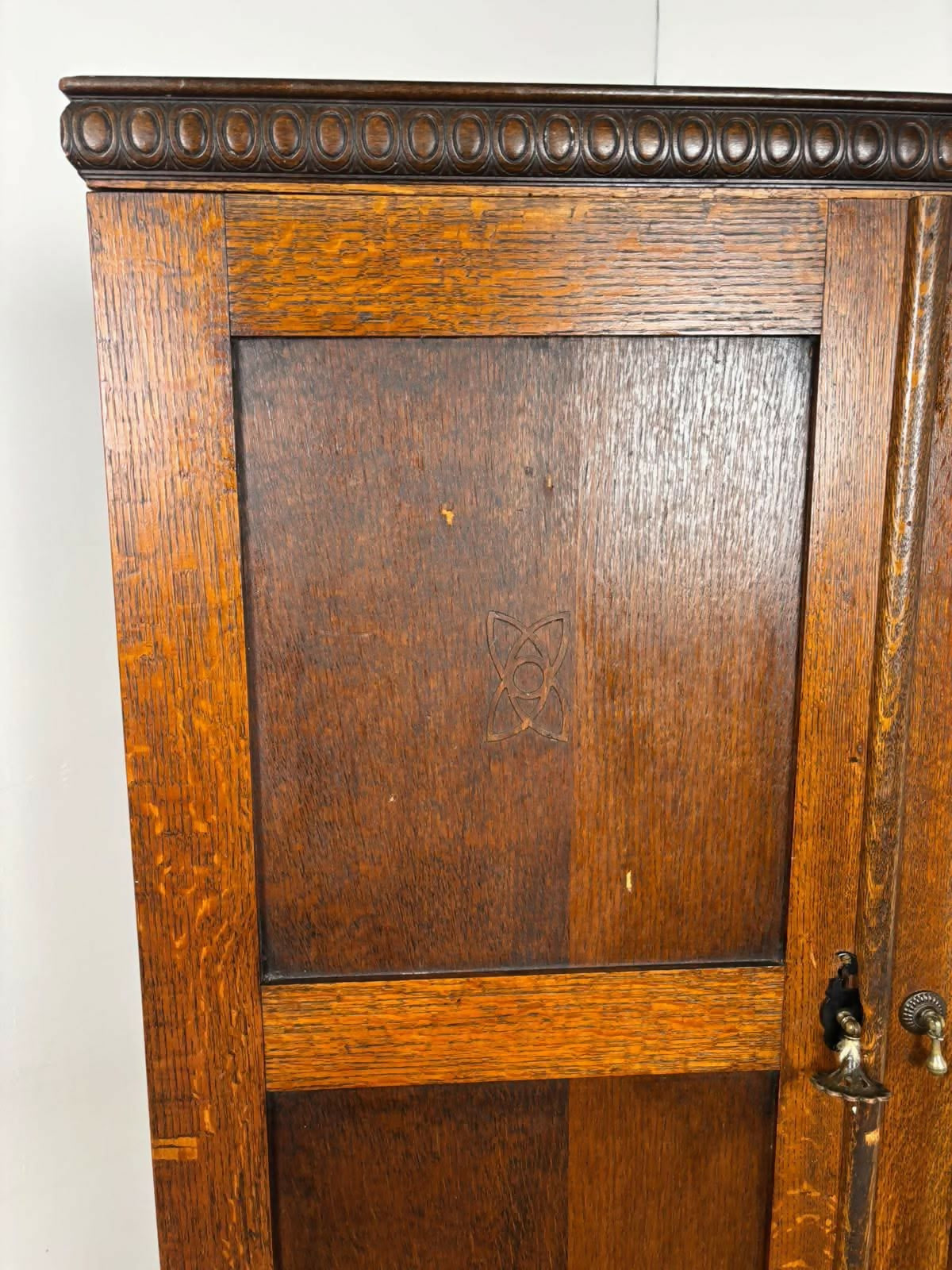 Vintage Oak Fitted Gentleman’s Wardrobe – Original Labelled Interior