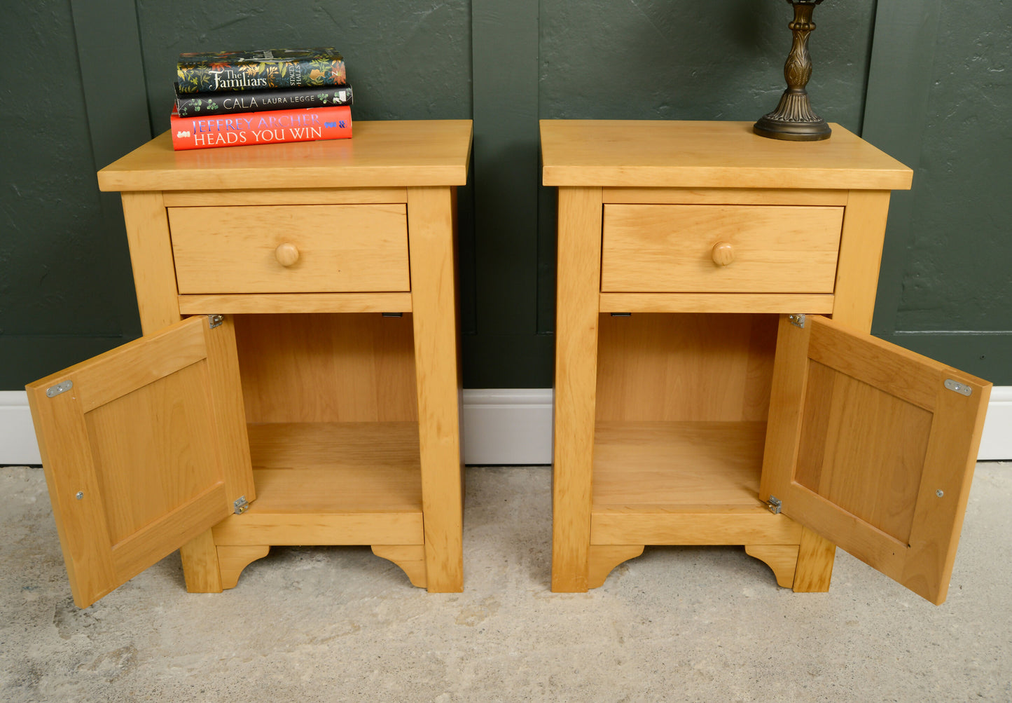 Pair Pine Bedside Tables - Modern