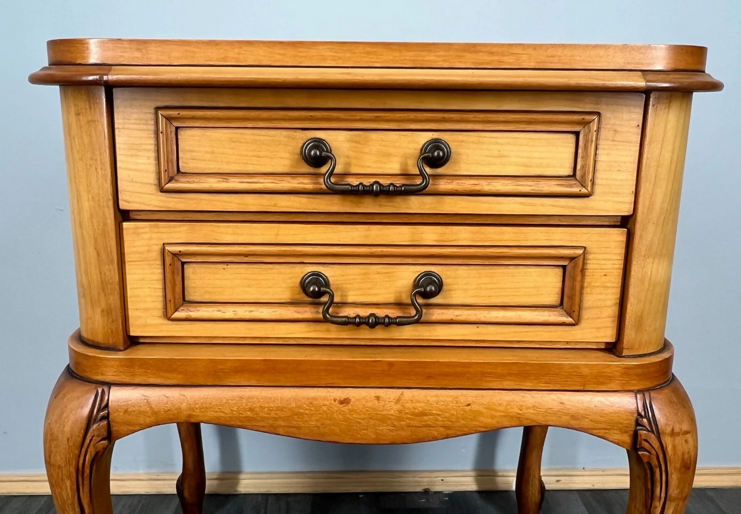 Bedside Table Vintage French Louis XVI Nightstand 2 Drawers Cabinet LOT 3586