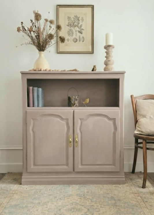 Unique Vintage Hand-painted Dusky Pink Tall Sideboard, Cabinet, Console