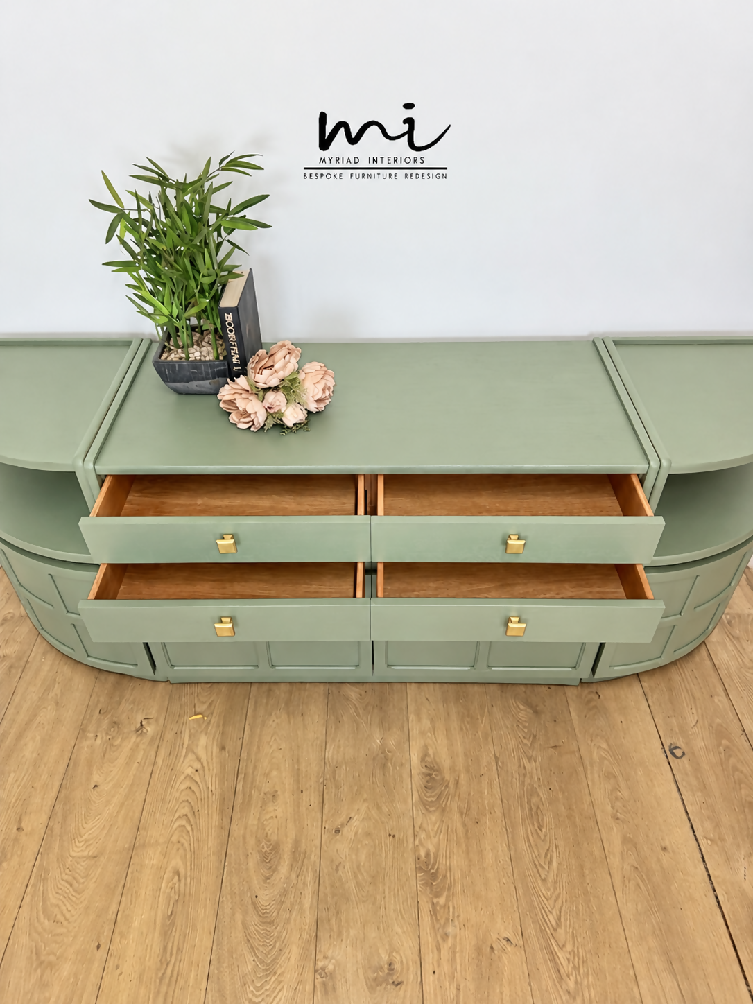 Refinished Nathan sideboard set in Pale Sage Green, modular, corner cabinet, tv stand, media unit, drinks, mid century modern, cupboard