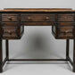 Vintage 1930s Solid Wood Desk 5 Drawer Console Table Carved Front 109cm
