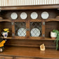 Vintage Old Charm style Oak Large Welsh Dresser Carved Display Cabinet Hutch