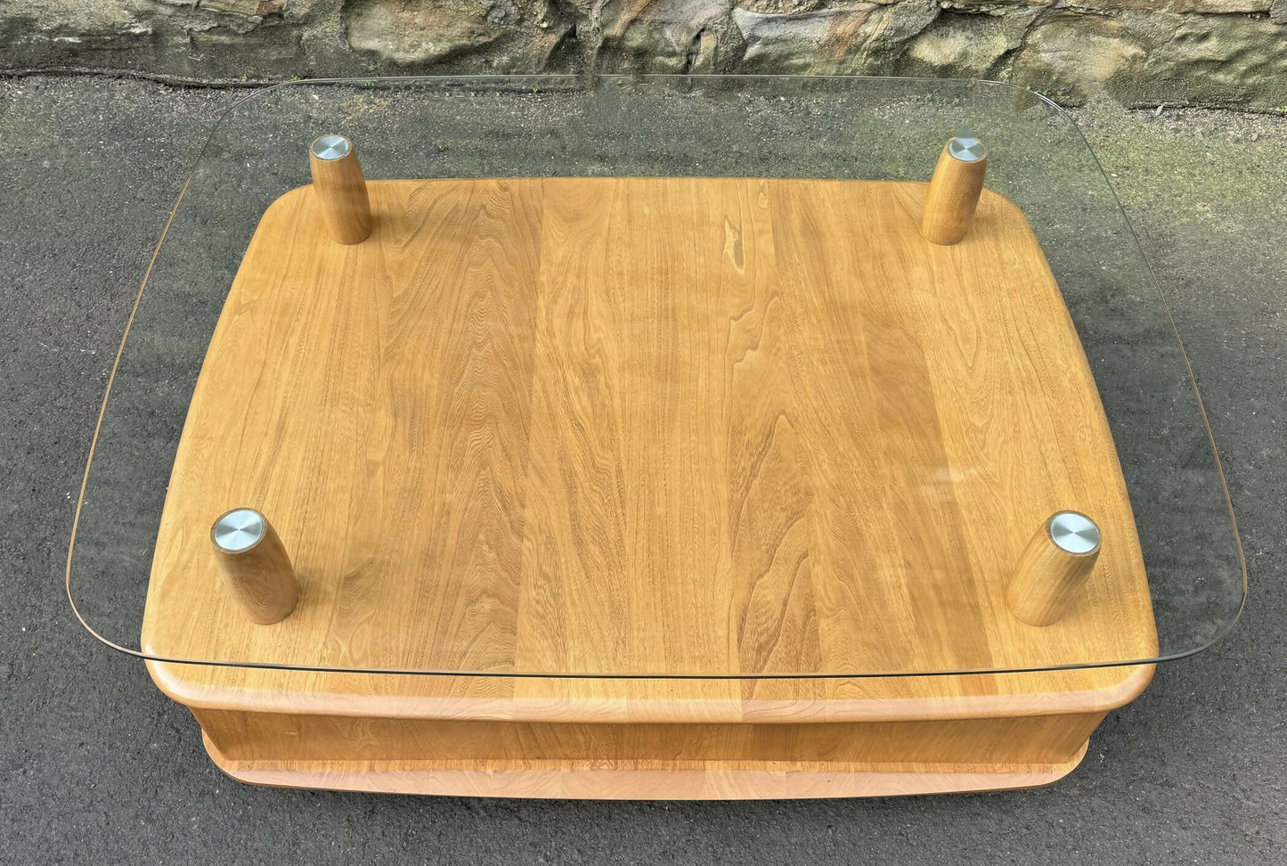 Ercol Light Elm Windsor Glass Top Coffee Table - Pandoras Box