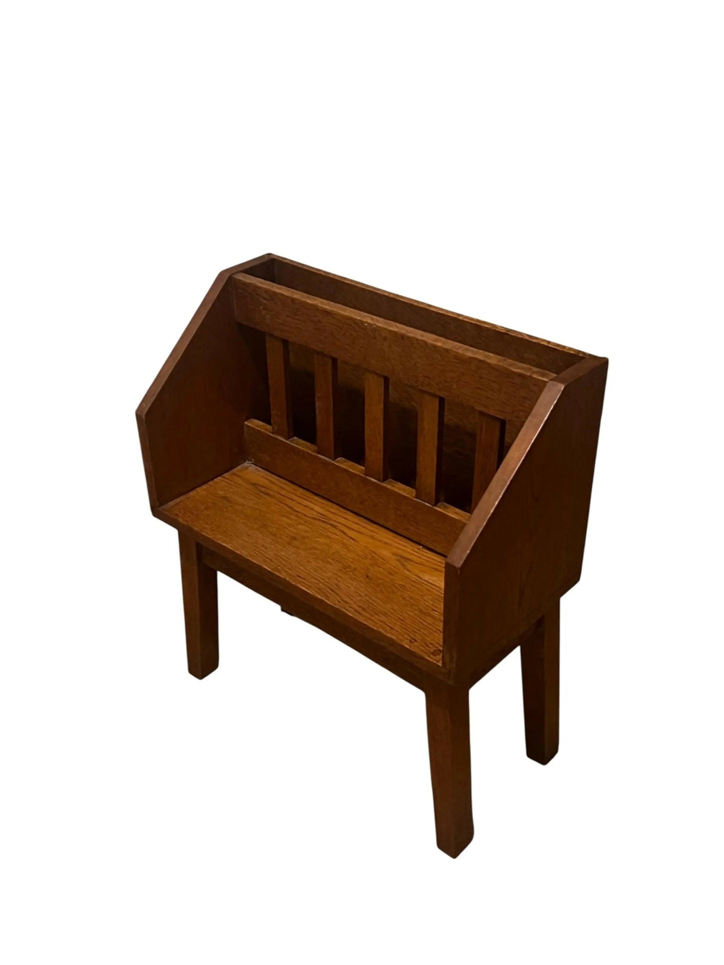 Vintage Art Deco period Oak book and magazine rack