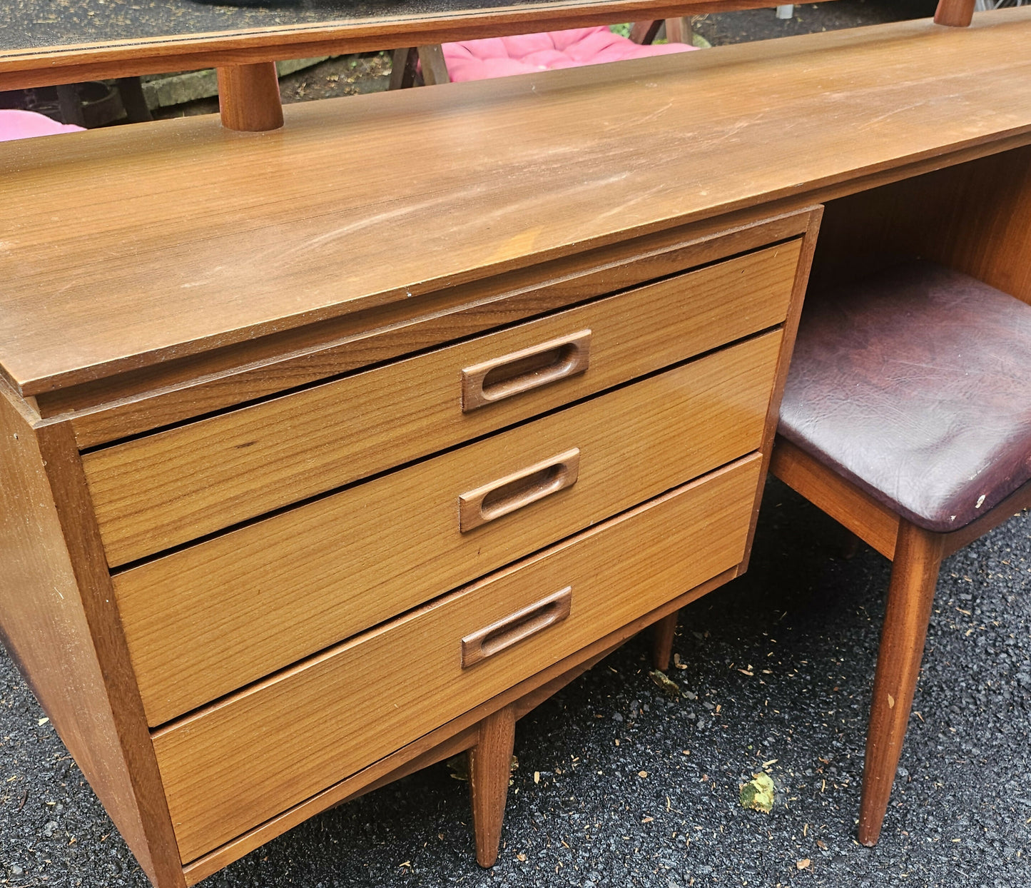 Mid Century Modern Dressing Table by White & Newton with stool and mirror