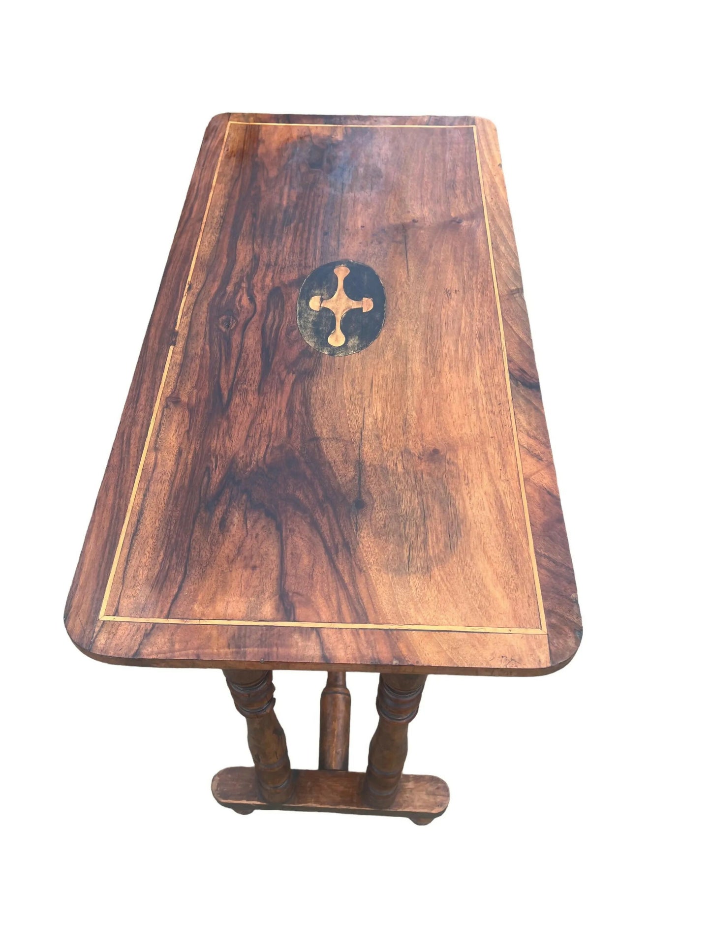 Antique Walnut and Oak 19th C stretcher side table