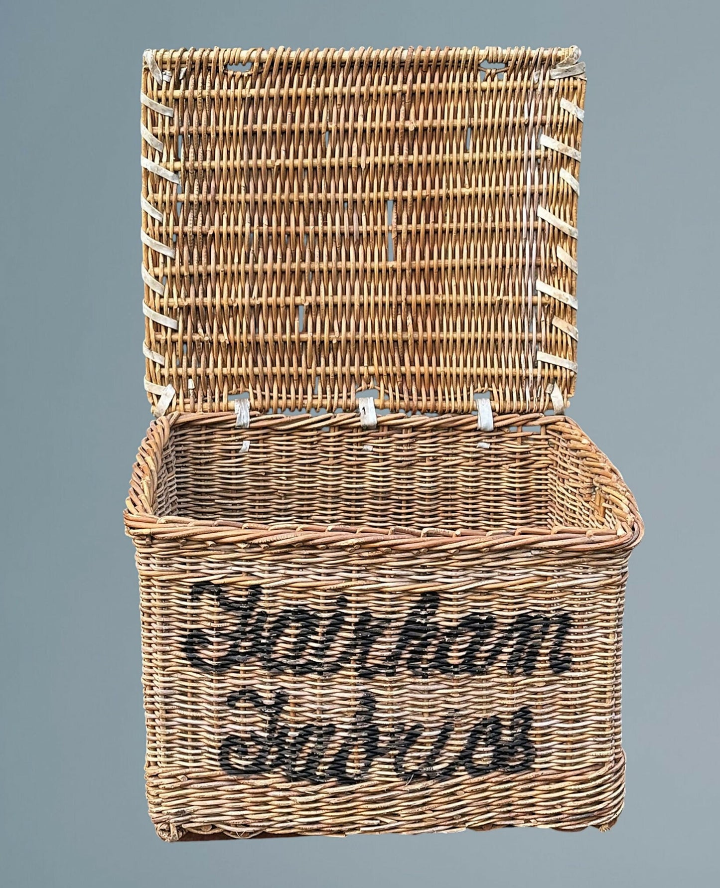Large Antique Log Basket /Wicker Basket