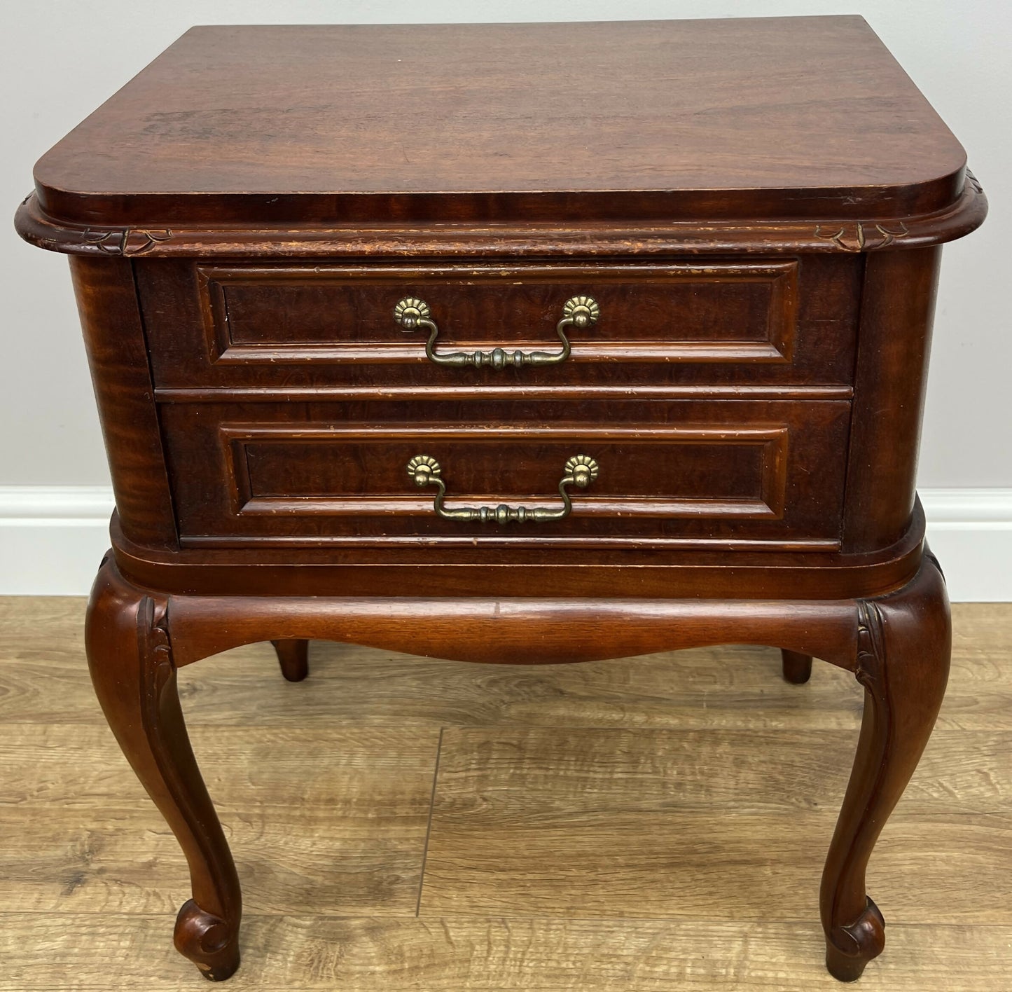 Pair of Bedside Tables Vintage French Louis Nightstands Carved Cabinets LOT 6221