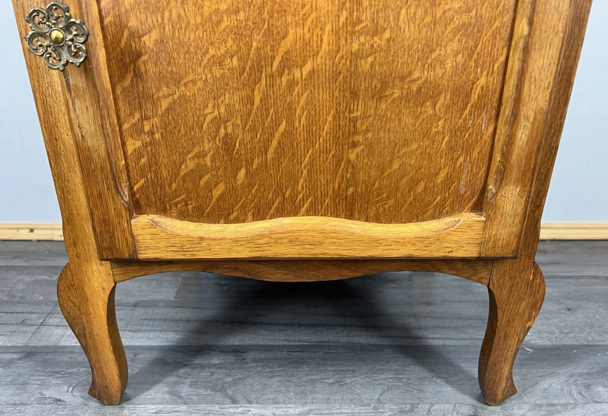Bedside Table Vintage French Louis XVI Nightstand Oak Cabinet LOT 24299